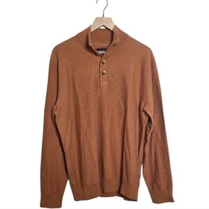 Alesbury Sweater Button Neck Knit Brown Mens Medium